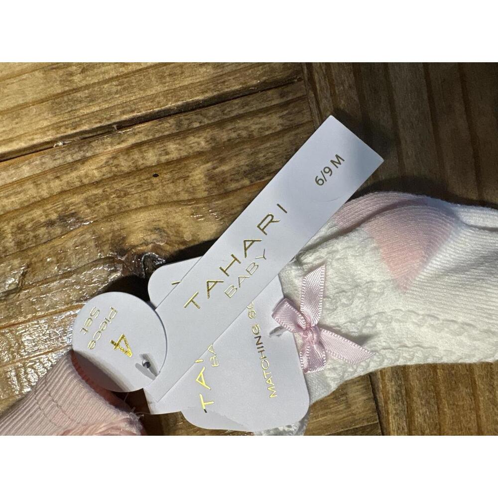 New Tahari Baby Girl 4 Piece Set Pink Mommy outfit Socks 6-9 months Infant baby - Picture 5 of 5
